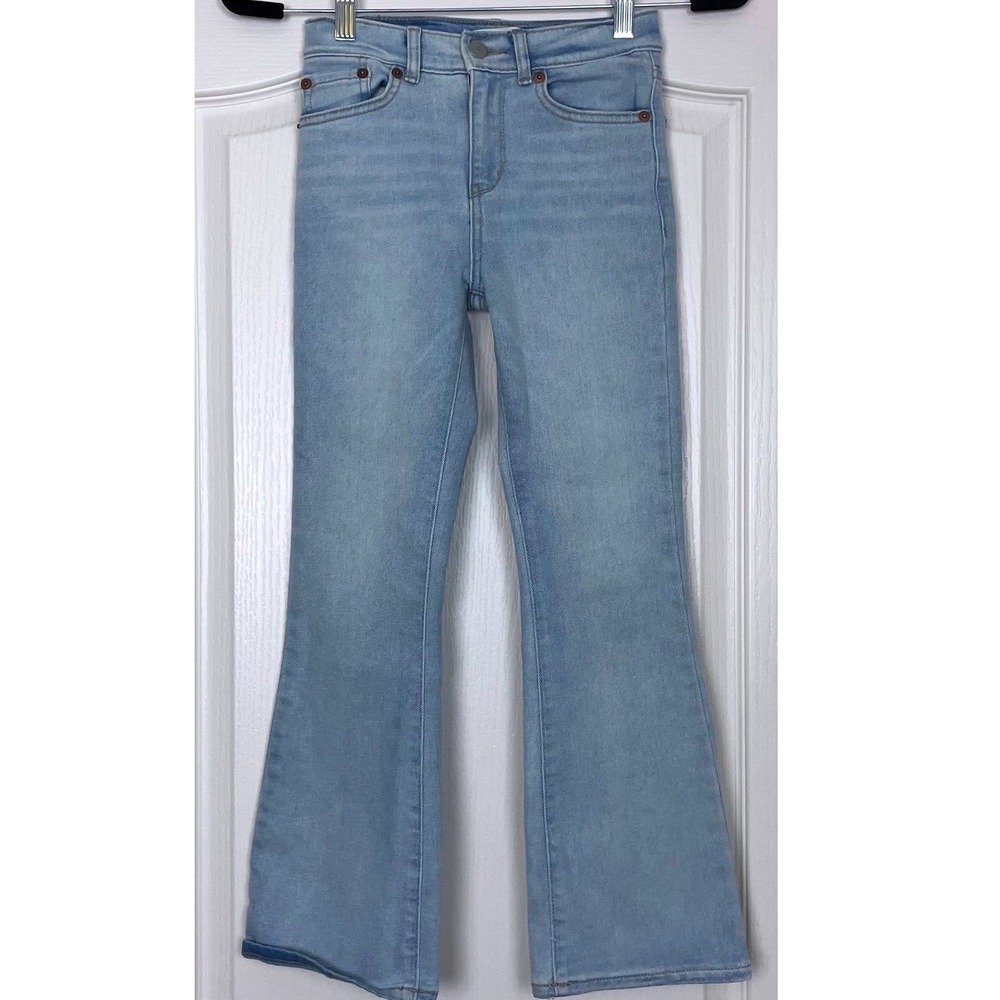 Levis Girls 726 Flare Jeans Size 8 Light Wash Denim High Rise Retro Style Y2K
